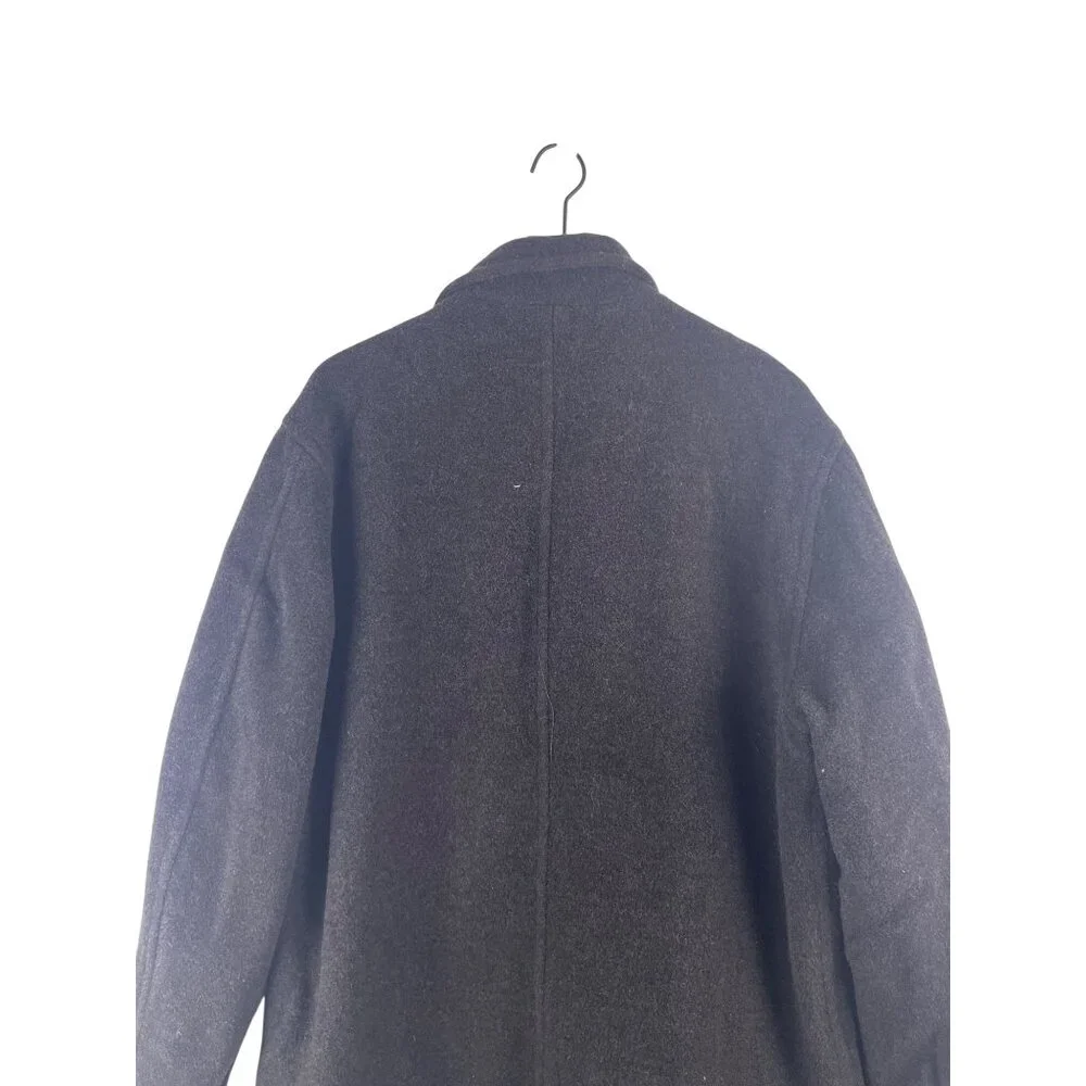 J. Crew Men's Large Wool Blend Double Breasted Gray Brown Winter Pea Coat Preppy